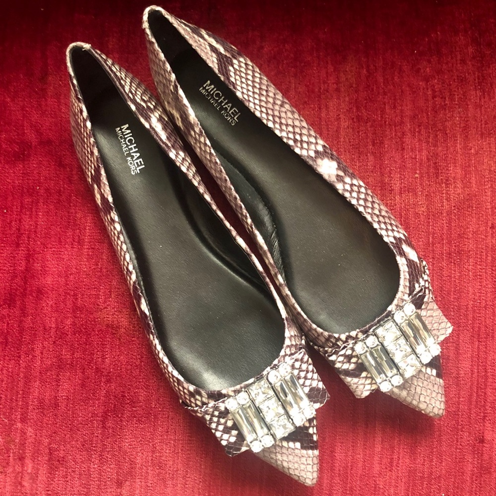 Michael Kors Python Pointy Toe Flats